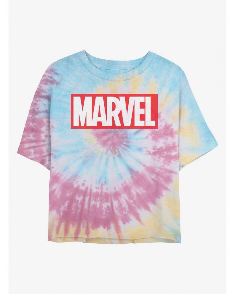 Marvel Logo Tie Dye Crop Girls T-Shirt $8.39 T-Shirts