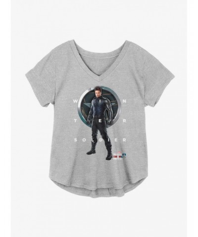 Marvel The Falcon And The Winter Soldier Bucky Grid Text Girls Plus Size T-Shirt $8.09 T-Shirts