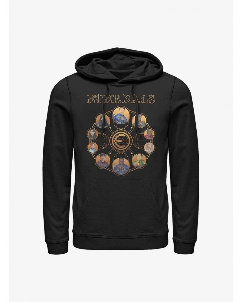 Marvel Eternals Circular Gold Heroes Hoodie $17.24 Hoodies