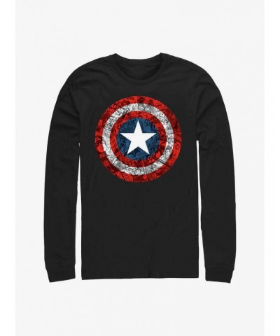 Marvel Captain America Comic Book Shield OverlayLong-Sleeve T-Shirt $12.11 T-Shirts