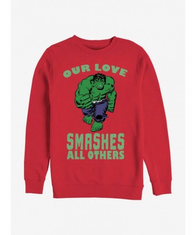 Marvel The Hulk Smashing Love Crew Sweatshirt $12.99 Sweatshirts