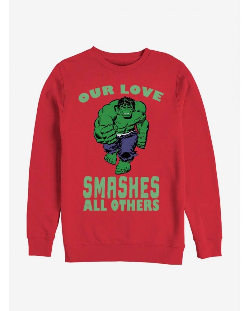 Marvel The Hulk Smashing Love Crew Sweatshirt $12.99 Sweatshirts