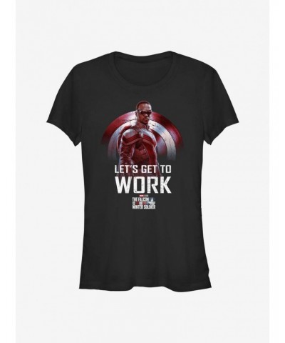Marvel The Falcon And The Winter Soldier Falcon Let's Get To Work Girls T-Shirt $7.77 T-Shirts