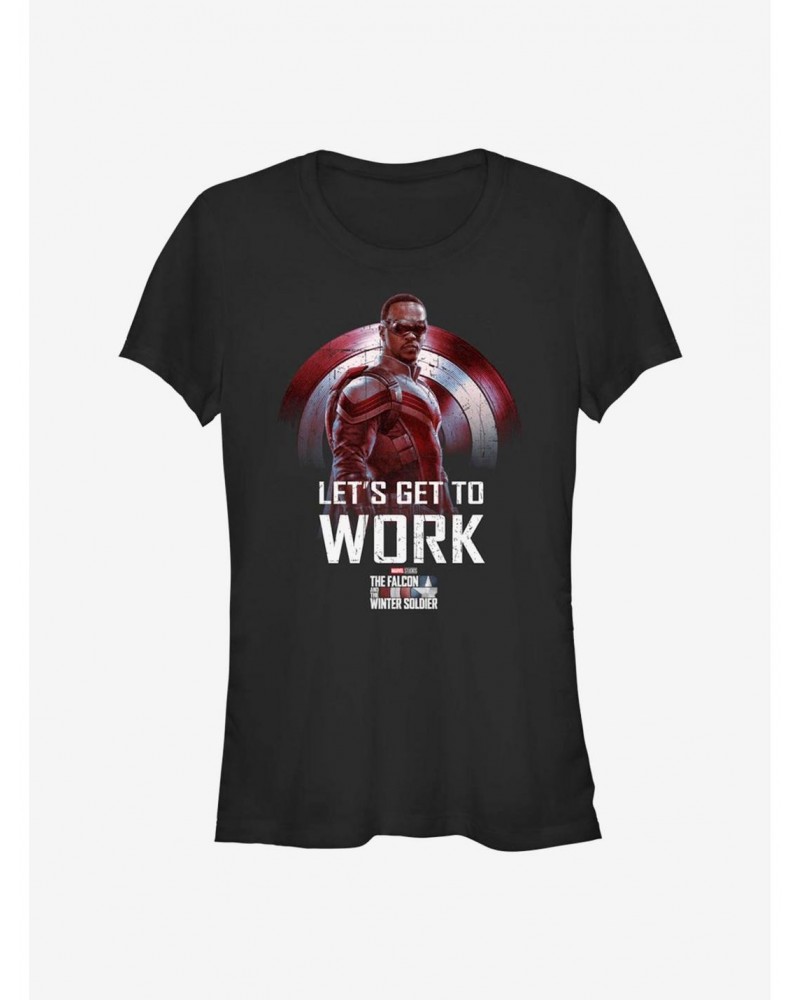 Marvel The Falcon And The Winter Soldier Falcon Let's Get To Work Girls T-Shirt $7.77 T-Shirts