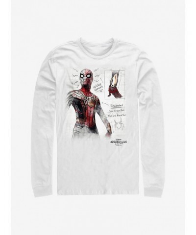 Marvel Spider-Man Sketched Long-Sleeve T-Shirt $7.90 T-Shirts