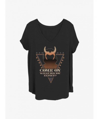 Marvel Loki Mischievious Campaign Girls T-Shirt Plus Size $8.55 T-Shirts